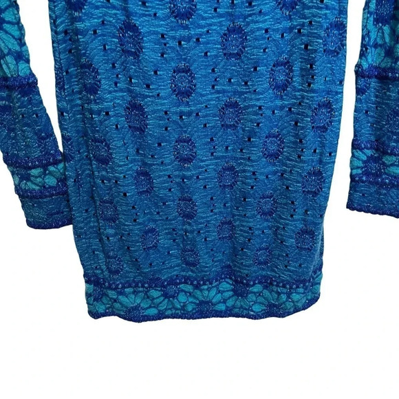 Free People Botanical Forest Long Sleeve Floral Bodycon Dress Blue Daisy XS - Picture 6 of 13